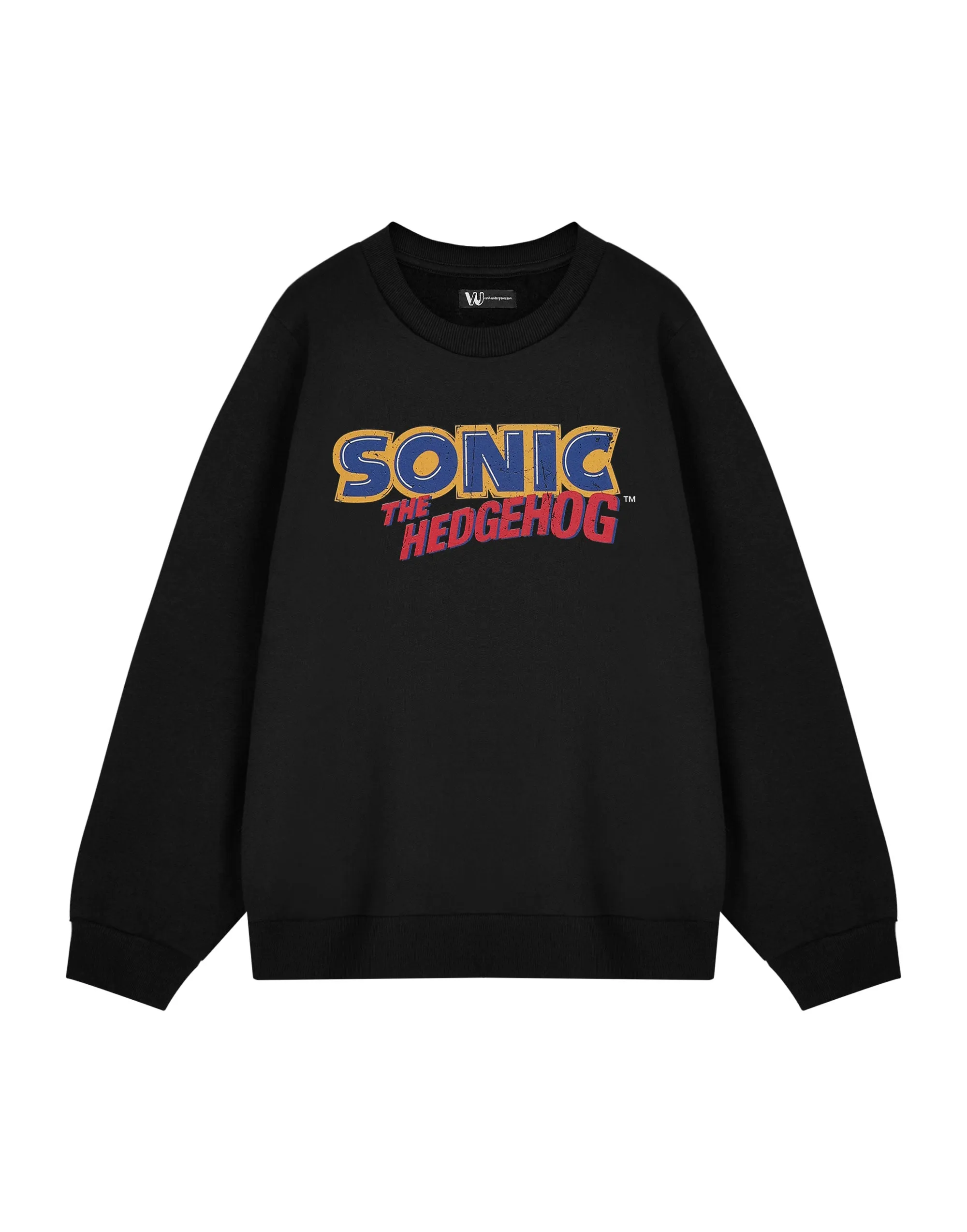 Sonic the Hedgehog Distressed Logo Mens Black Sweatshirt