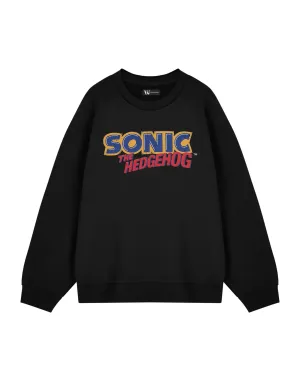 Sonic the Hedgehog Distressed Logo Mens Black Sweatshirt