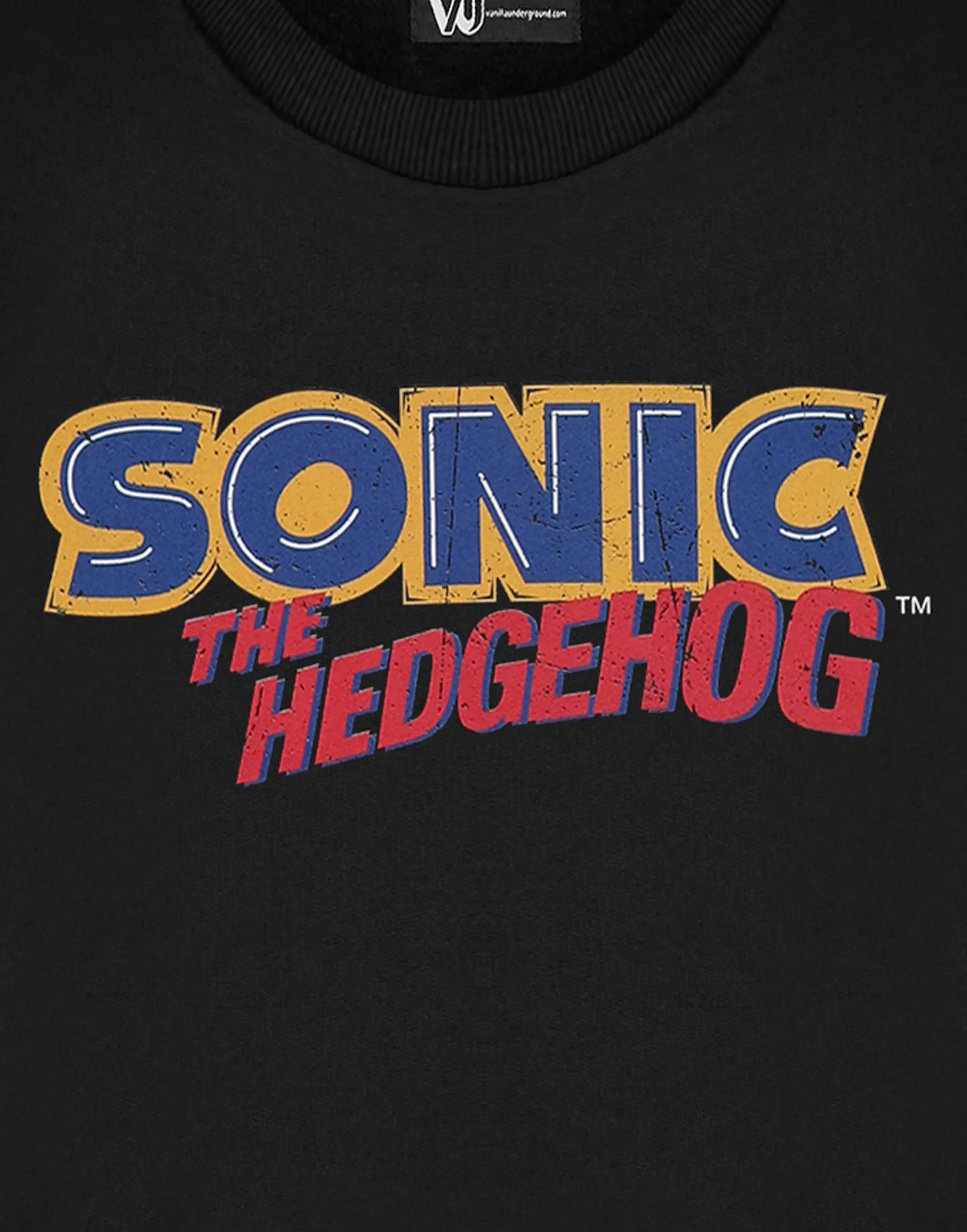 Sonic the Hedgehog Distressed Logo Mens Black Sweatshirt