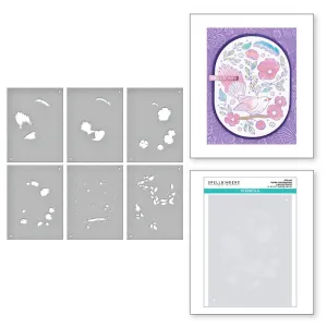 Spellbinders Stencil From The Stylish Ovals Stylish Oval Floral Bird Layering*