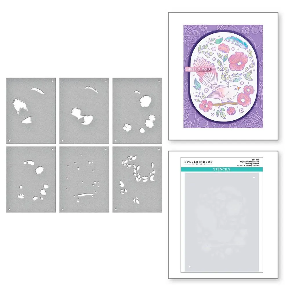 Spellbinders Stencil From The Stylish Ovals Stylish Oval Floral Bird Layering*