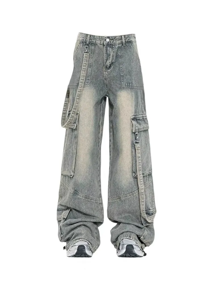 Street Cargo Denim Wide-Leg Jeans