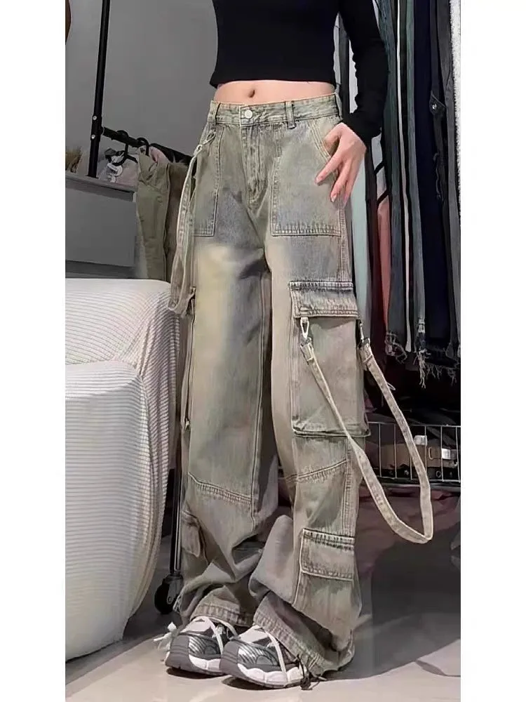 Street Cargo Denim Wide-Leg Jeans