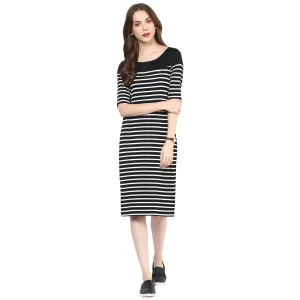 Stripe Yoke Midi Dress