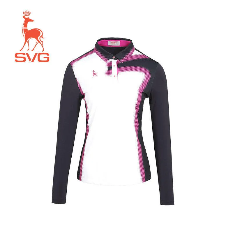 SVG Golf women's color printed long-sleeved polo shirt