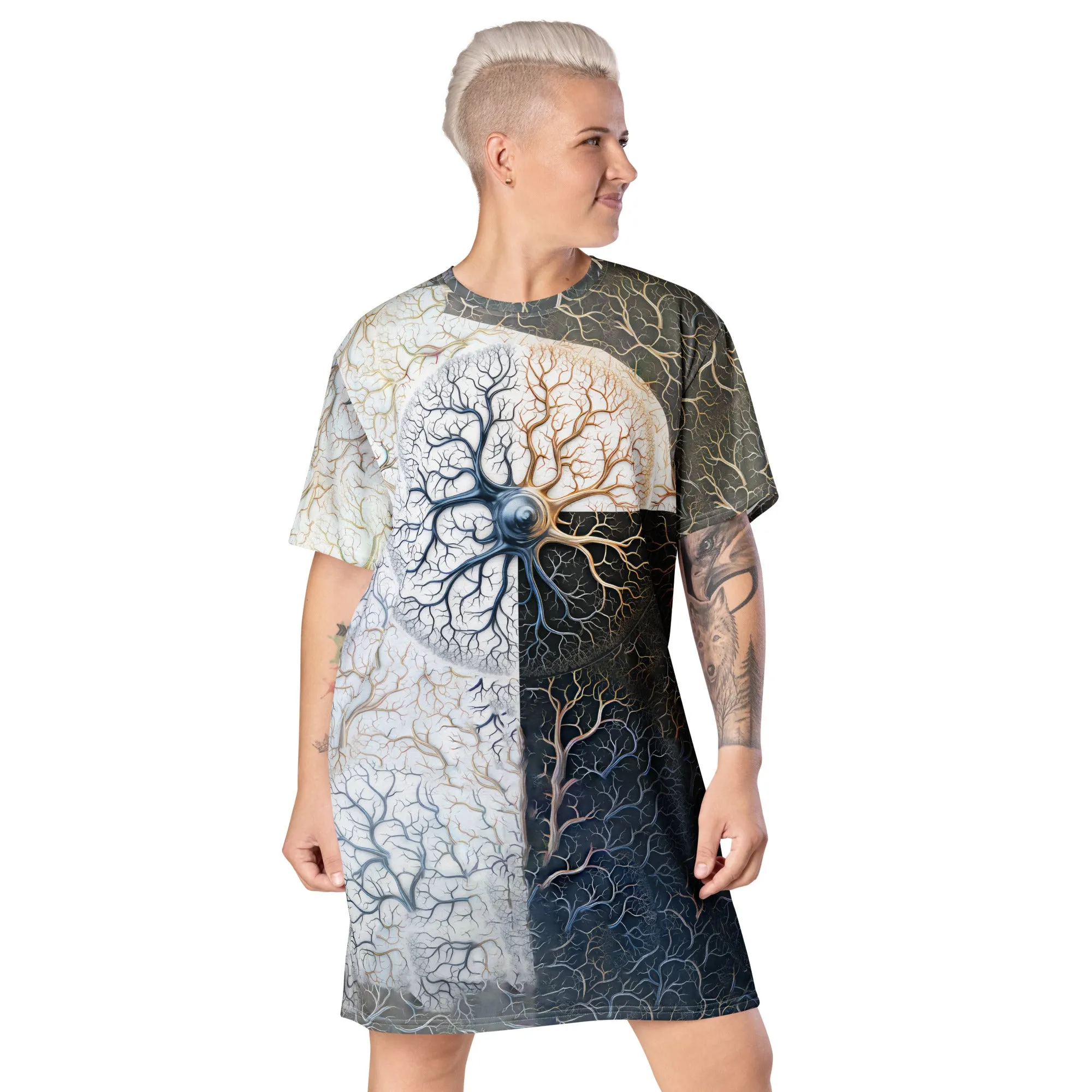 T-Shirt Dress Natural Clock