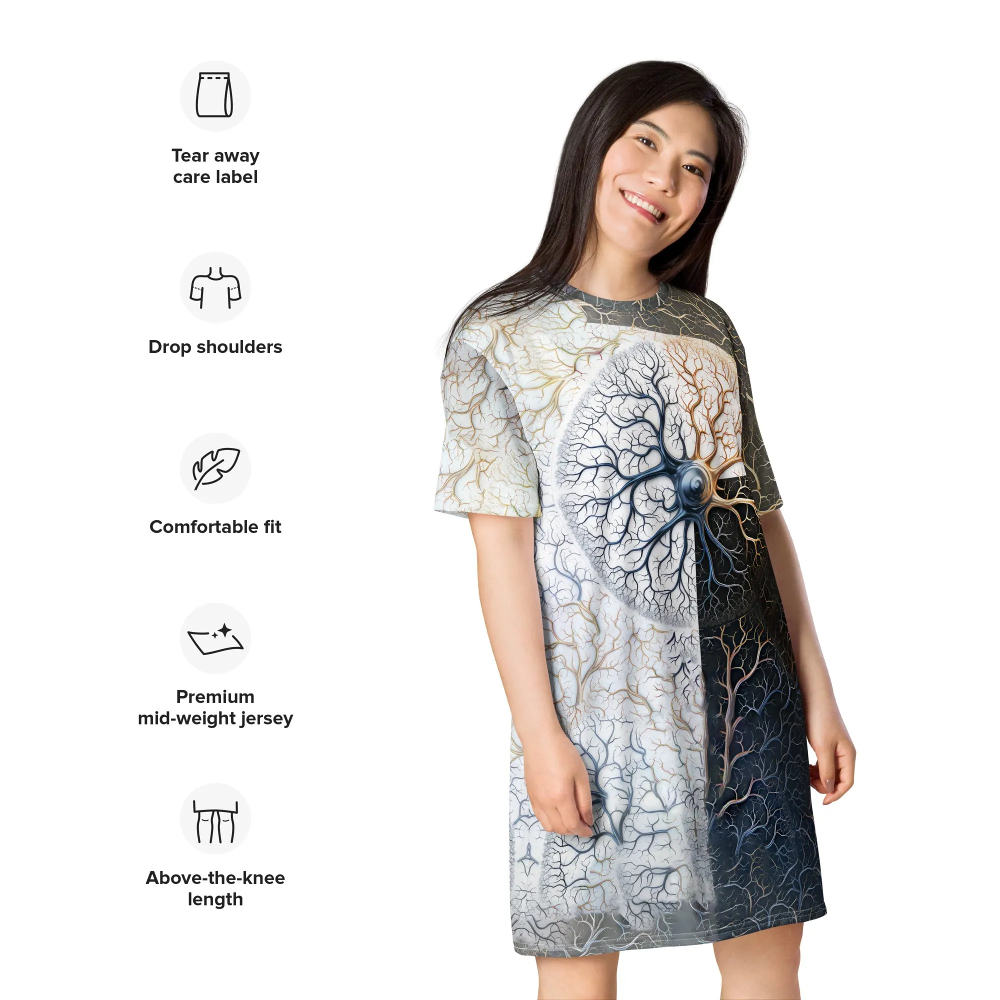 T-Shirt Dress Natural Clock