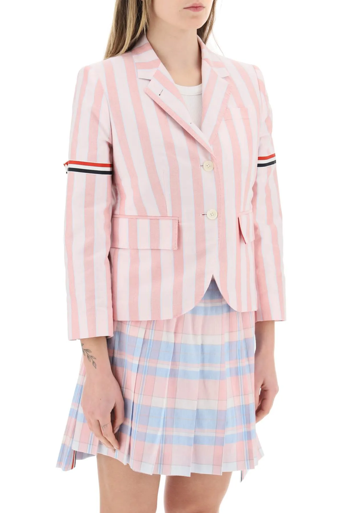 Thom browne striped blazed with tricolor details