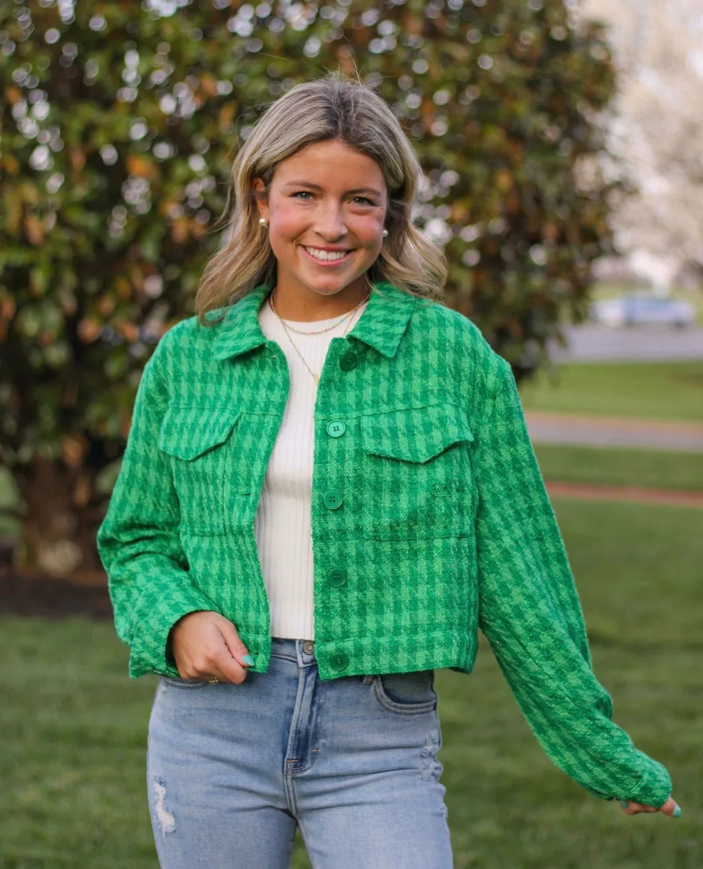 Tweed Button Down Jacket