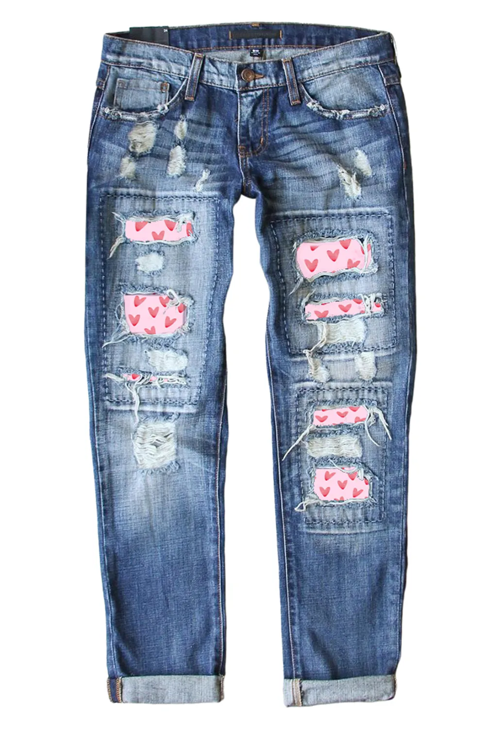 Valentine Hearts Patches Denim Jeans