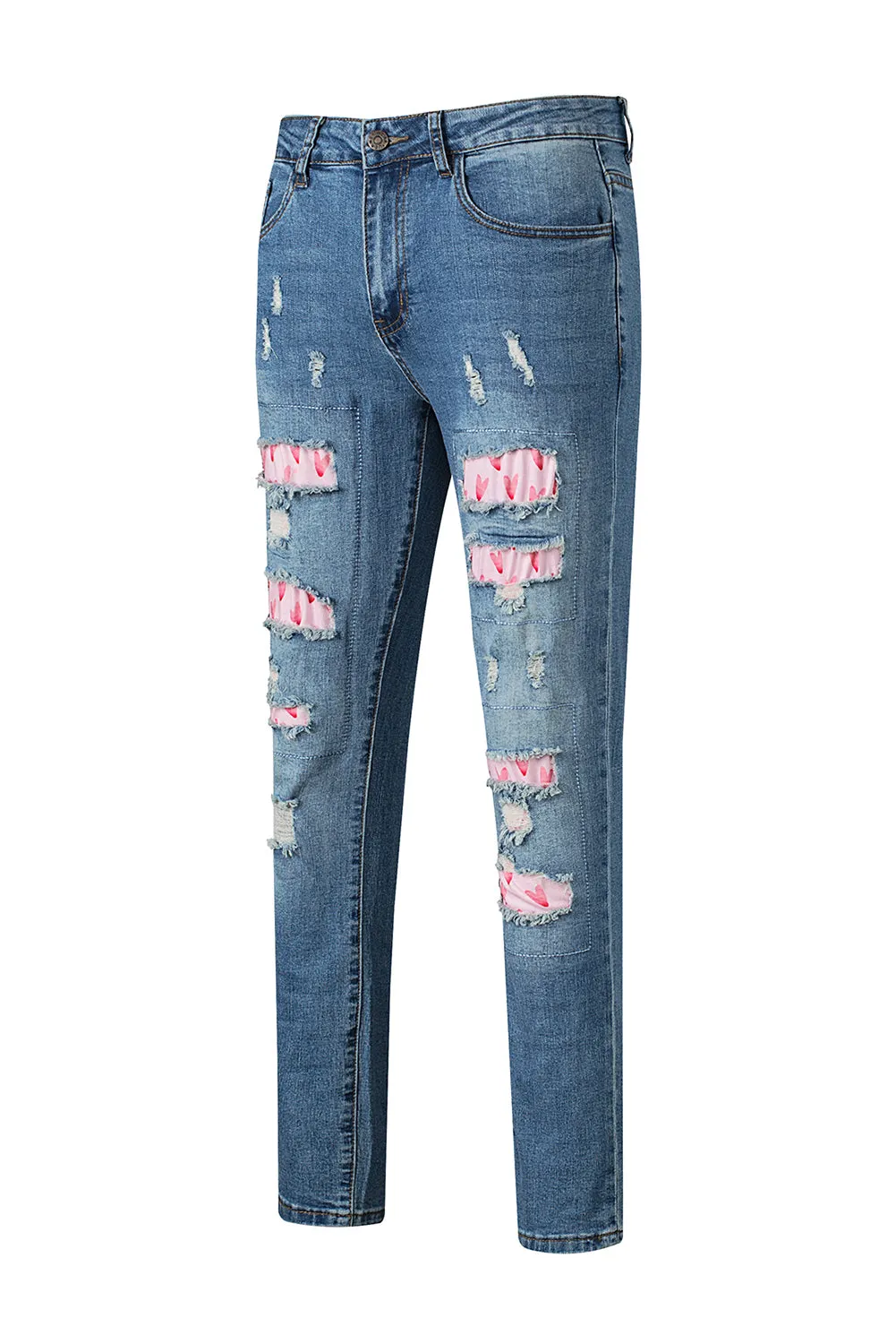 Valentine Hearts Patches Denim Jeans