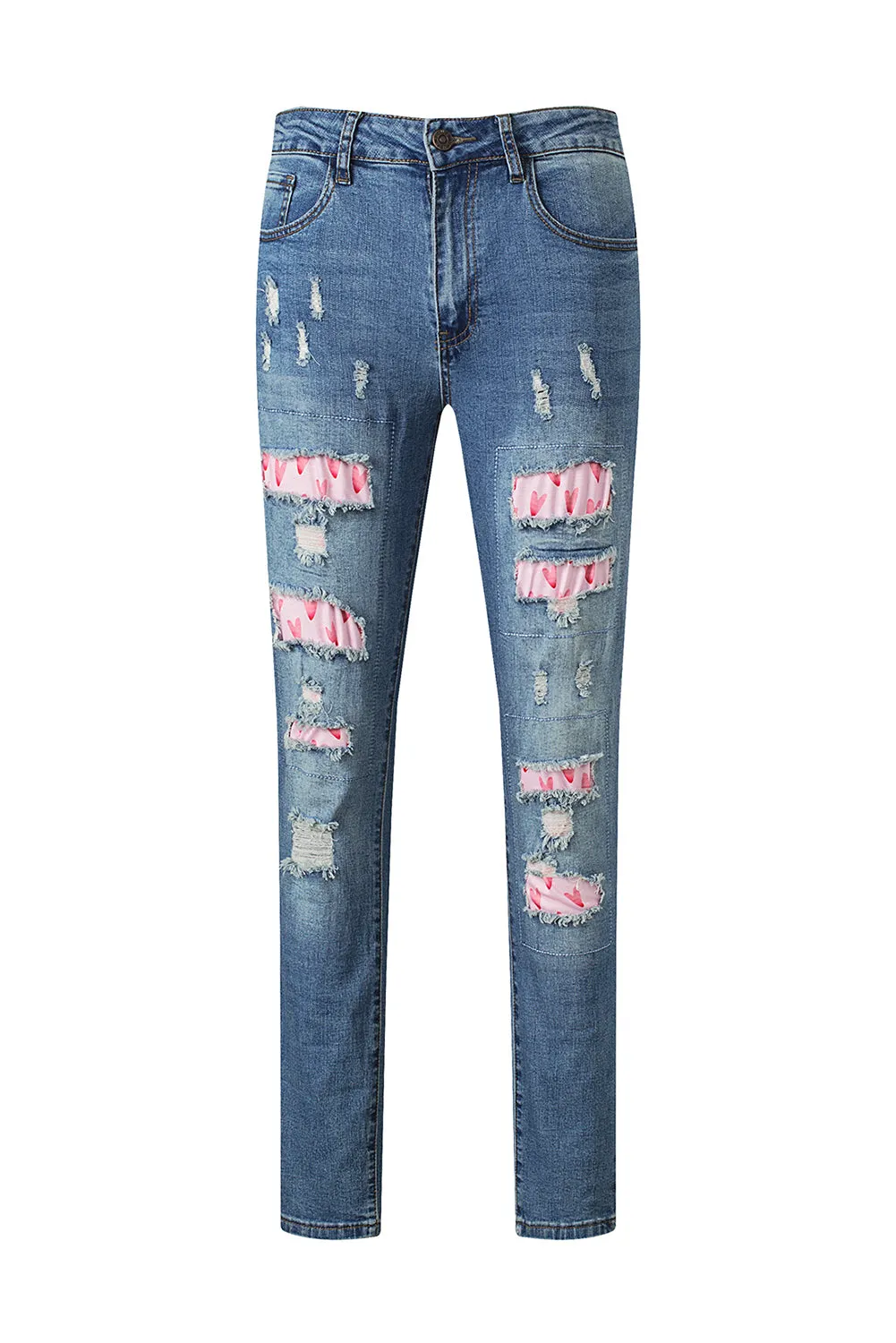 Valentine Hearts Patches Denim Jeans