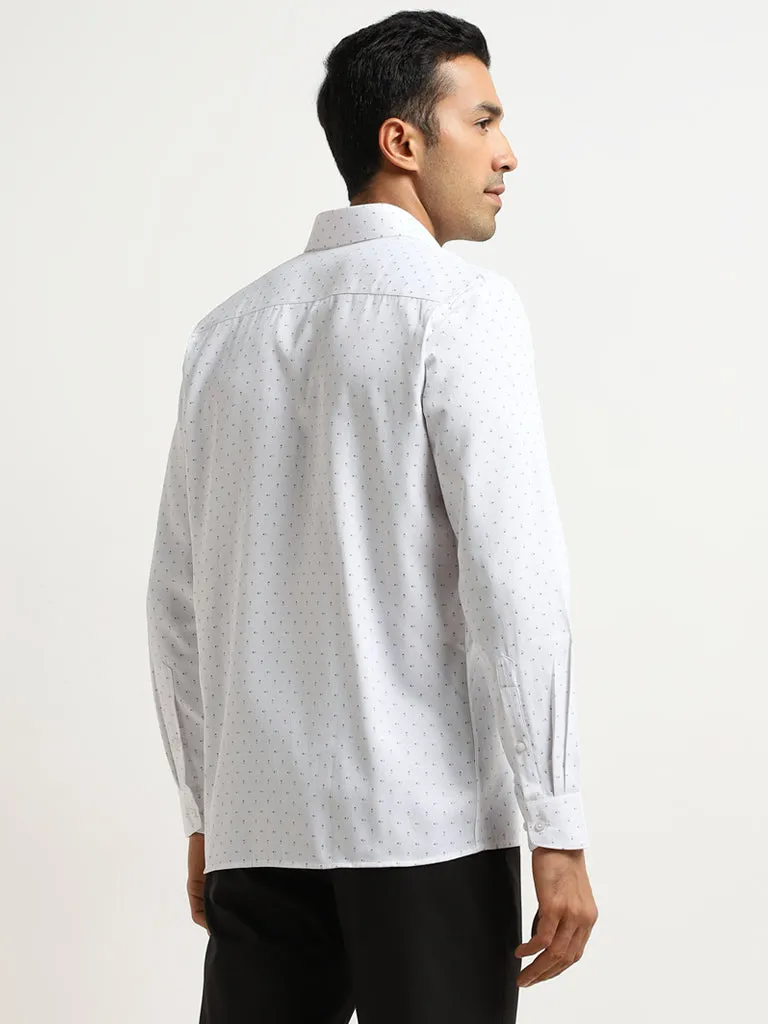 WES Formals Light Grey Printed Relaxed-Fit Shirt