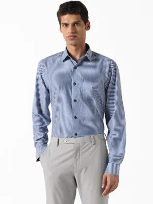 WES Formals Striped Navy Relaxed-Fit Shirt