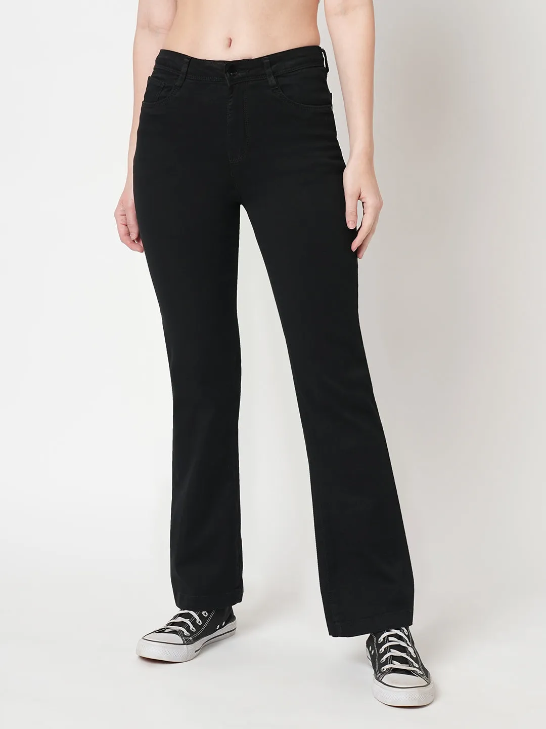 Women High-Rise Mini Flare Jeans