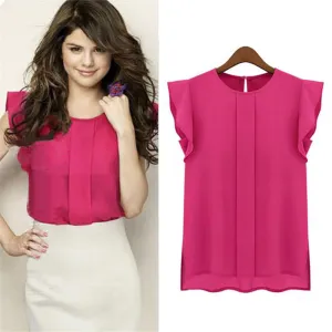 Women Short Sleeved Chiffon Blouse - Fashionable Summer Tops