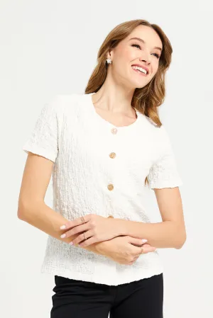 Women White Button Down Top