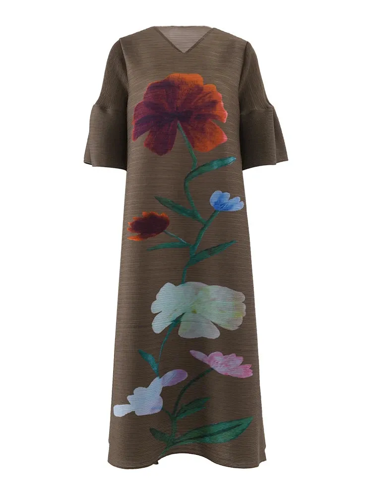 Women's Stylish Chic Floral Pleated Dress